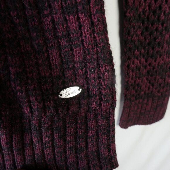 Guess Women S/P Red Heather Open Stitch Long Sleeve Scoop Neck Sweater Pullover - Picture 4 of 13